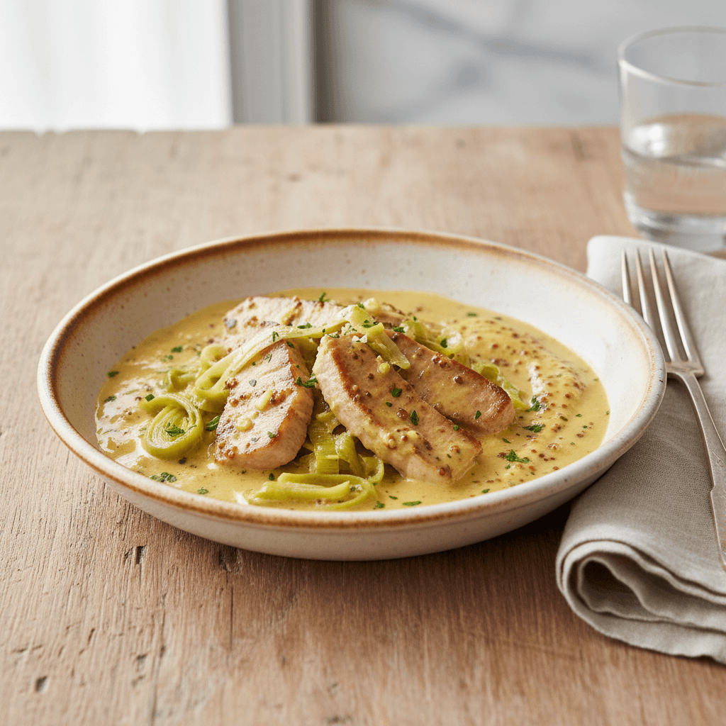 Porc Moutarde aux Poireaux - Thermomix Rezept
