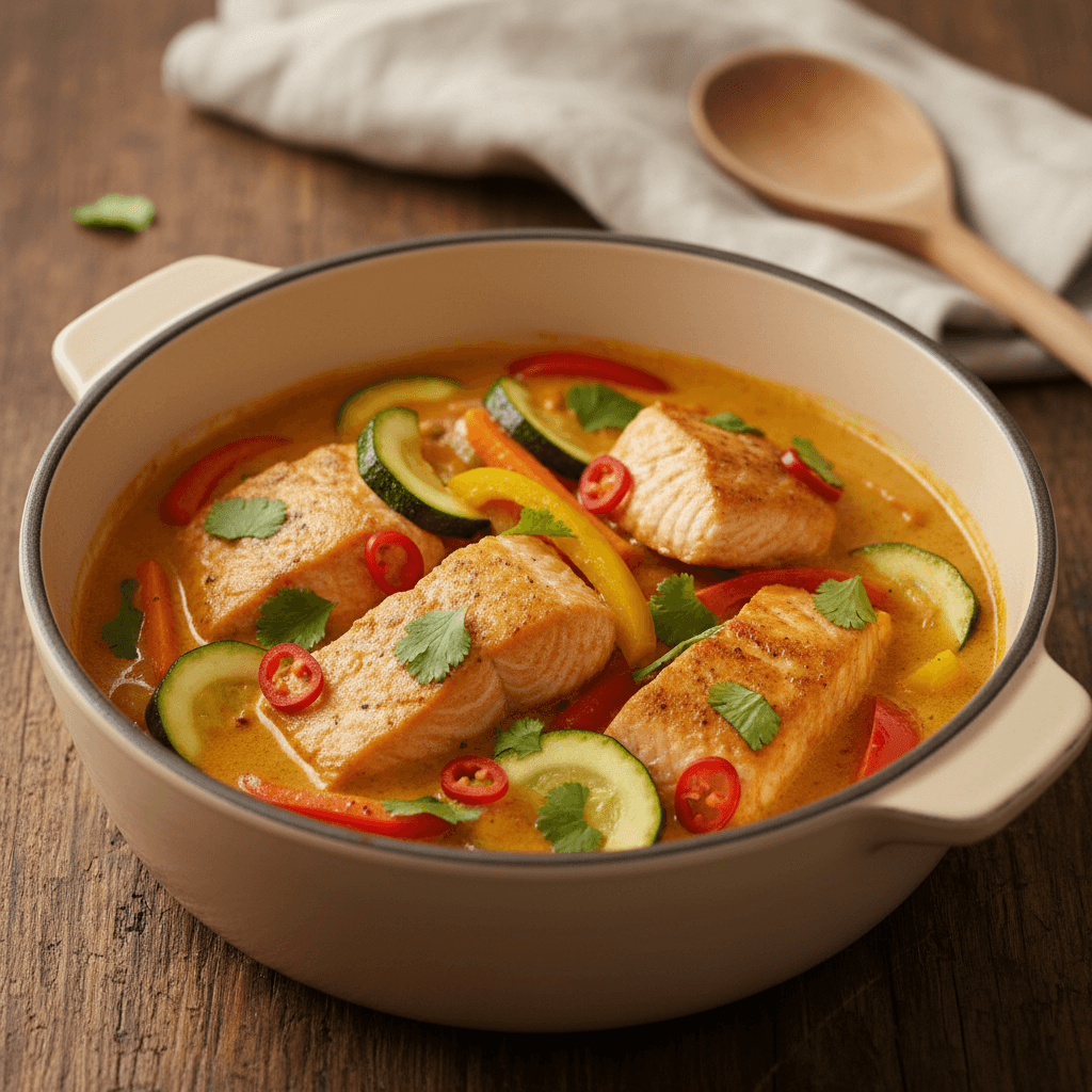 Lachs-Curry mit Saisongemüse - Thermomix Rezept