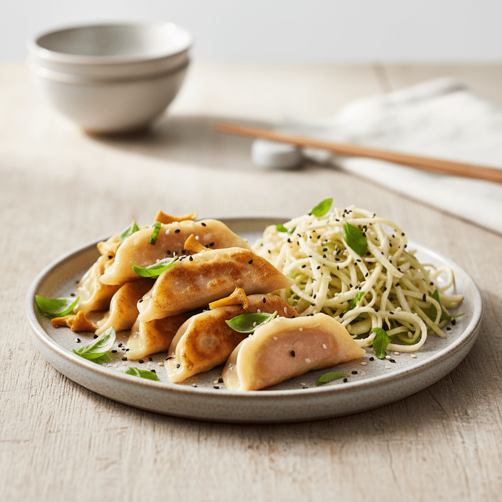 Forellen-Gyoza mit Kohlrabi-Slaw - Thermomix Rezept