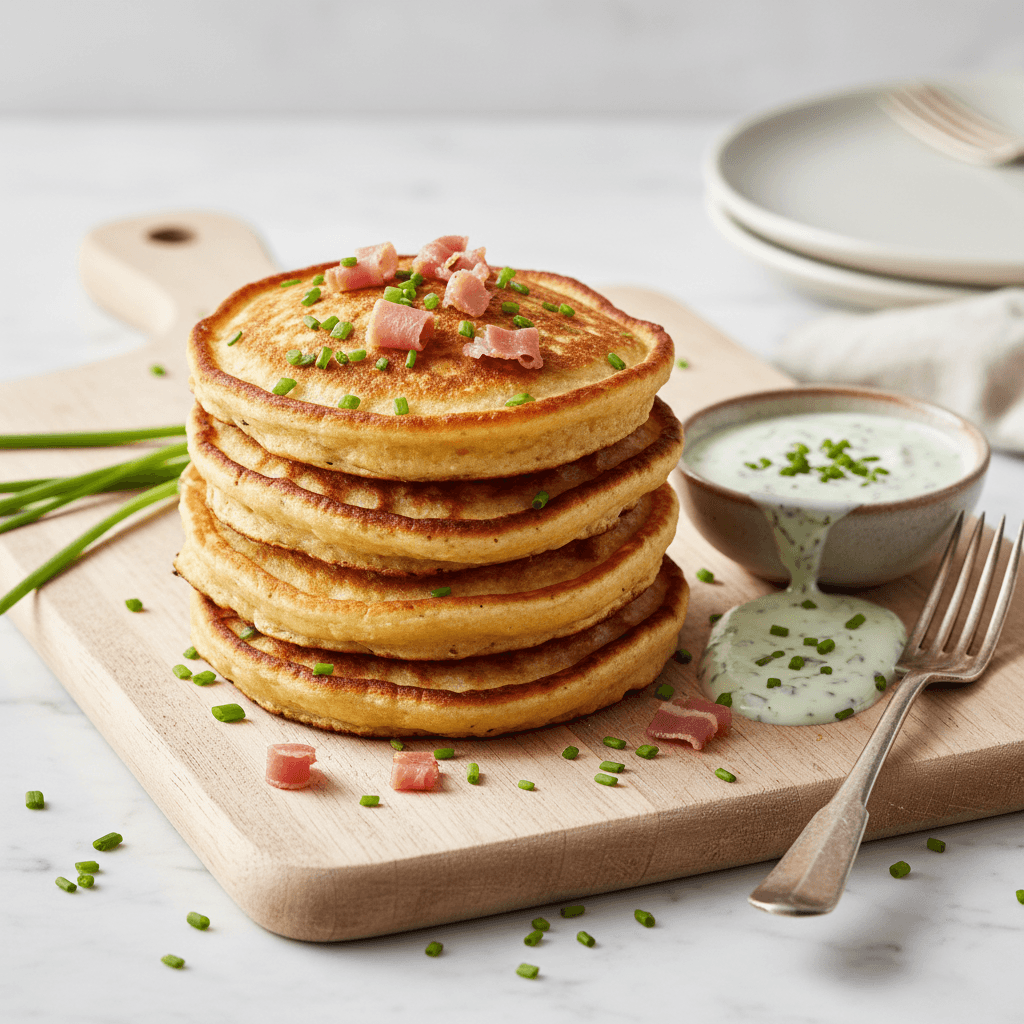 Herzhafte Schinken-Schnittlauch-Pfannkuchen