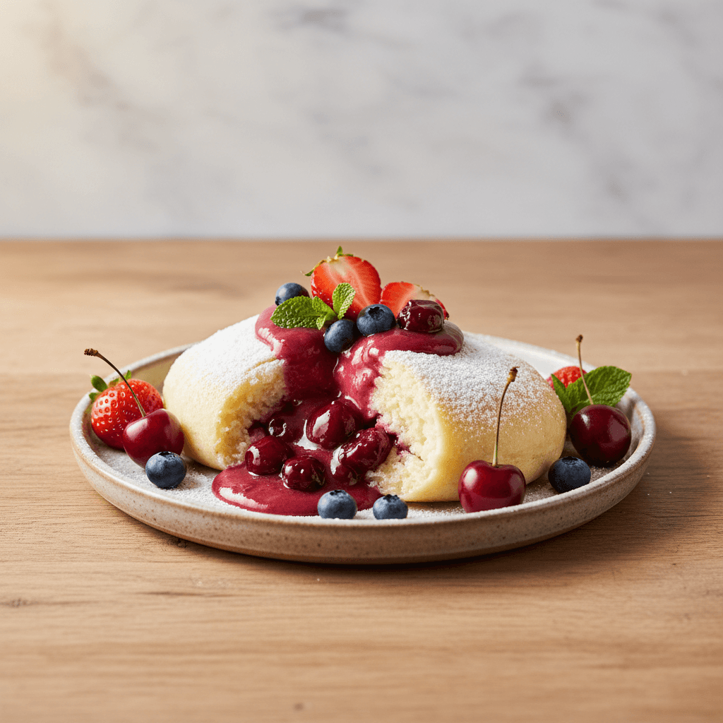 Bayerischer Beeren-Dampfküchlein mit Kirsch-Sahne-Creme - Thermomix Rezept